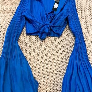 Blue Fashion Nova Tie-Front Blouse